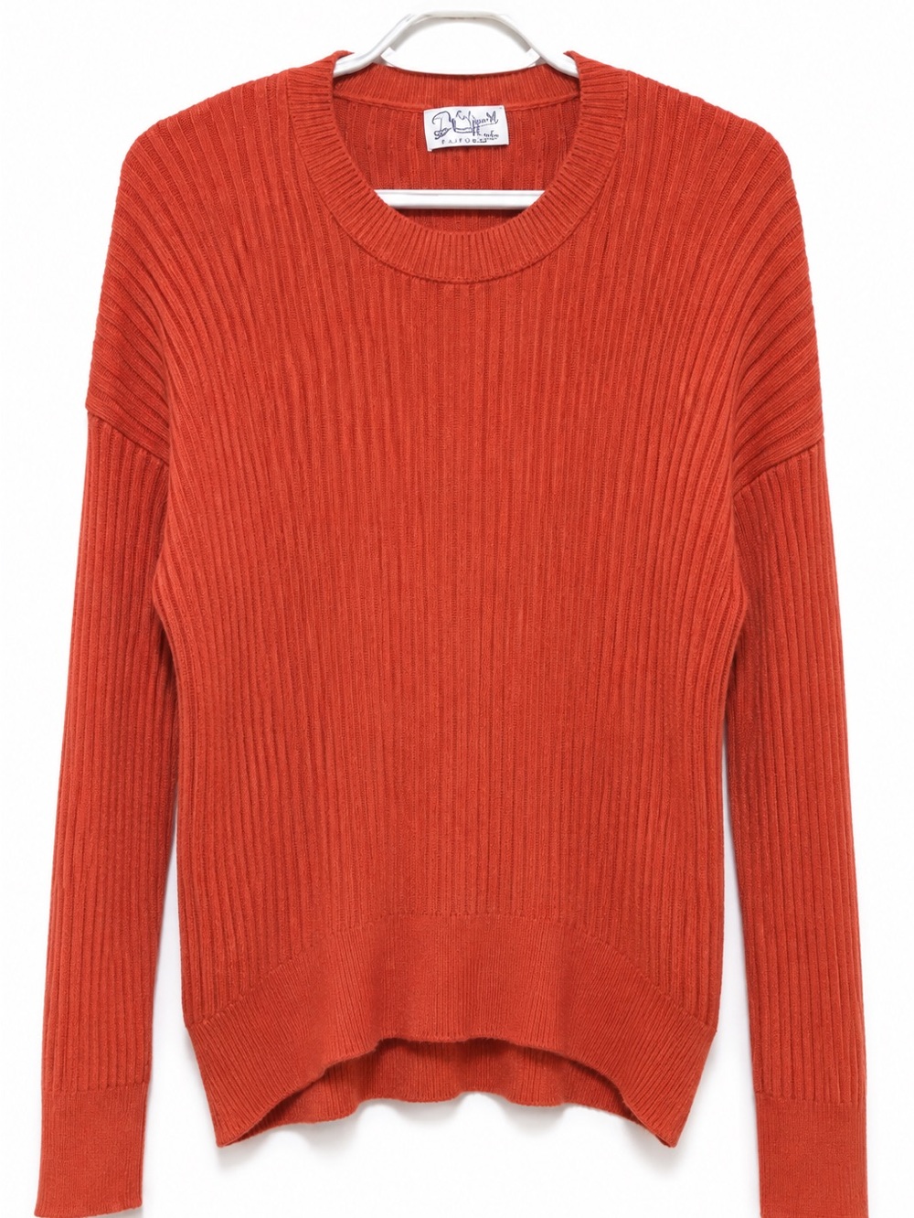Poof Apparel Burnt Orange Ribbed Sweater L Large Cotton Blend Oversized Fall
